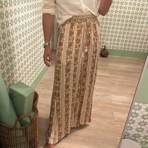 Omika Bohemian Wide Leg Pants in Brown and Cream